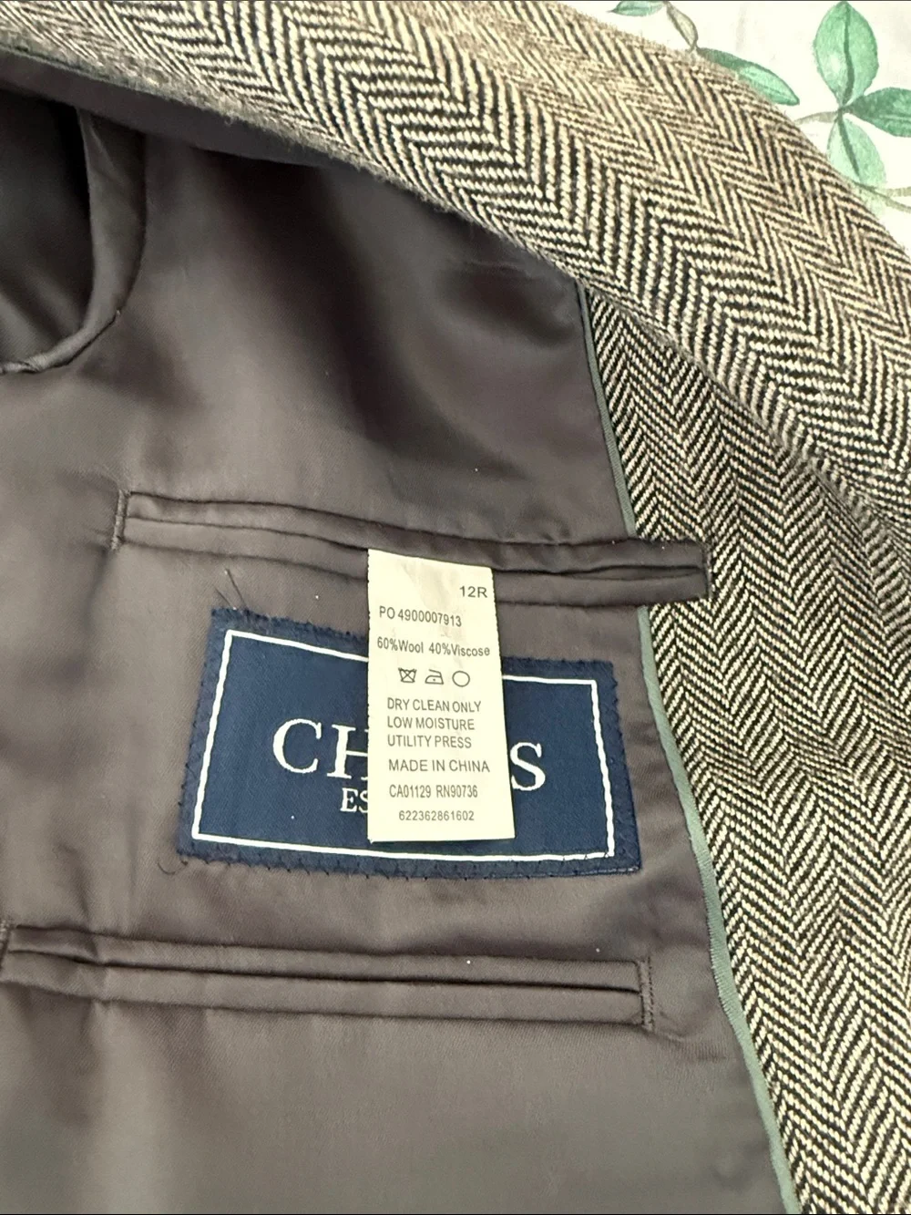 Chaps Gray Herringbone Sport Coat